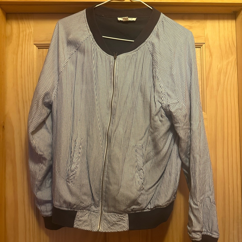 Striped Blue and White Striped Women's Jacket